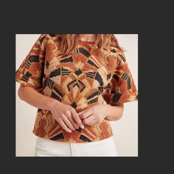 NWOT never washed or worn Anthropologie Dolan earthy tribal top size medium - Picture 3 of 7